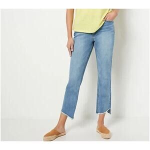 CANDACE CAMERON BURE NEW $76 Pacific Denim Raw Edge Jean Medium Wash 30WP